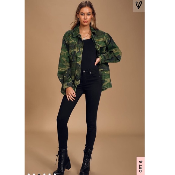 Free People Jackets & Blazers - Seize The Day Green Camo Print Utility Jacket